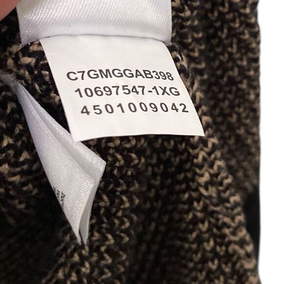 Kasper Open Front Fringe Cardigan in Brown and Black Size 1X - Picture 8 of 8